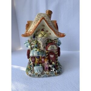 Vintage Ceramic Ice Cream Parlor Cottage Cookie Jar Whimsical Whimsy‎ Cone